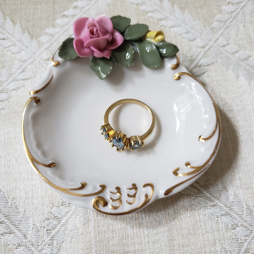 Antique Dresden trinket dish.